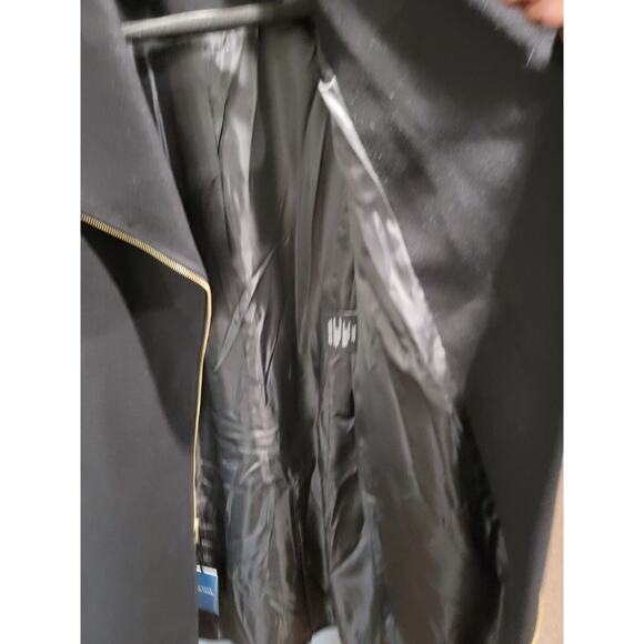 NWT $500 Cole Haan Wool Blend Full Zip Collar Coat Women's 10 Black C4 - Picture 13 of 17